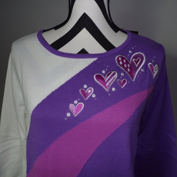 New w/Tags Bob Mackie Small Purple Heart Top - Picture 3 of 6